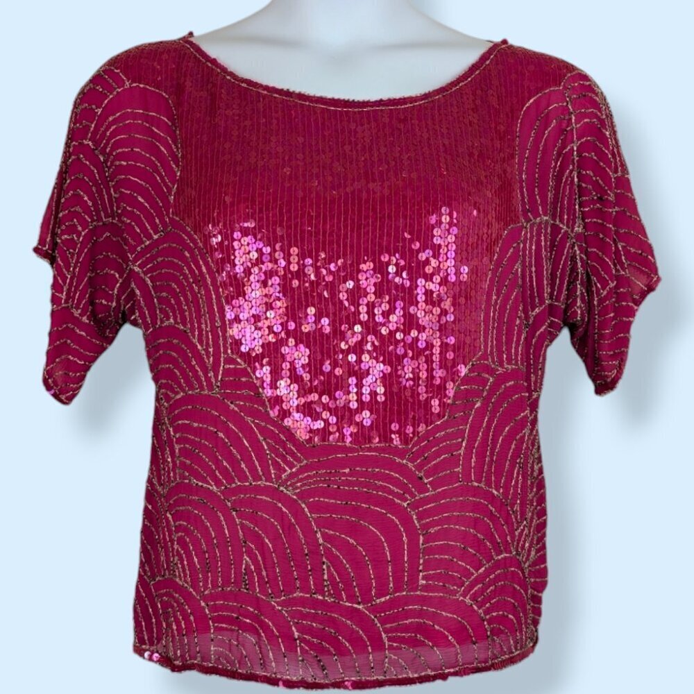 Vintage Le Mieux Silk Sequin Top